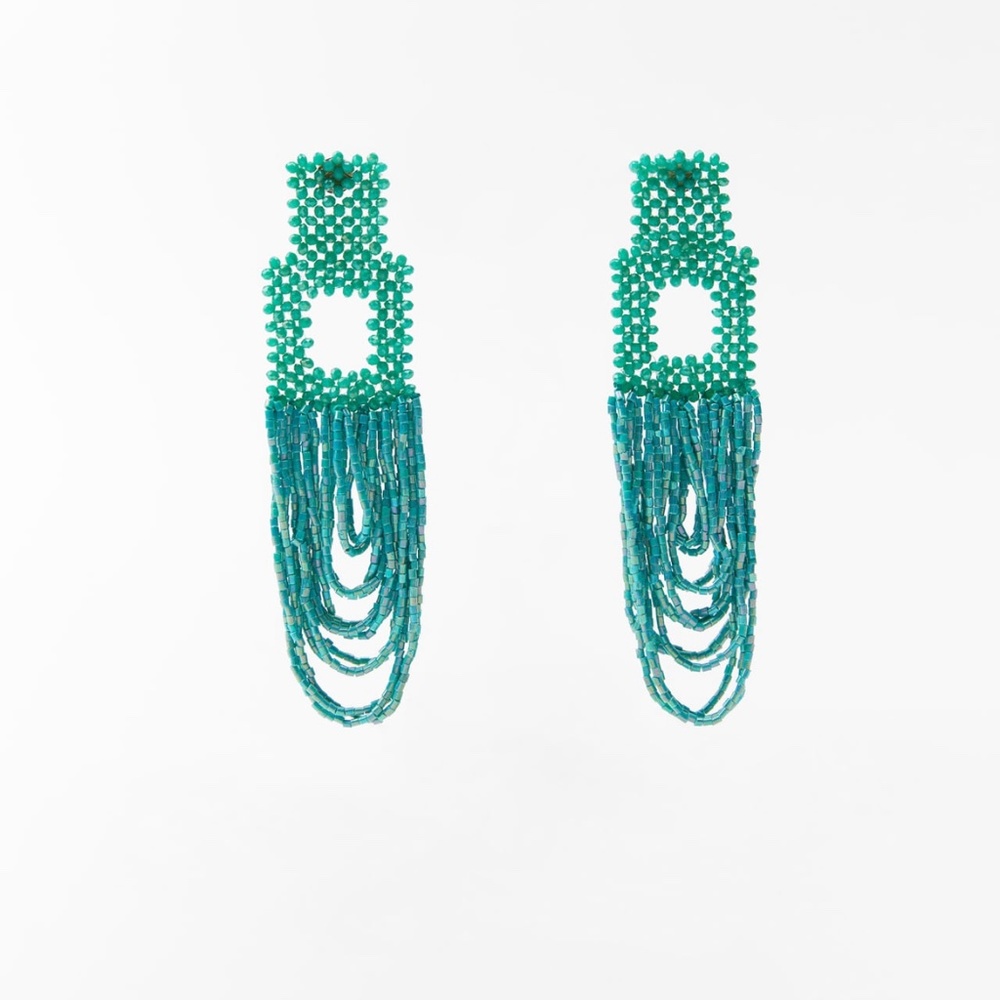 Zara limited edition beaded bohemian earrings - Picture 3 of 6